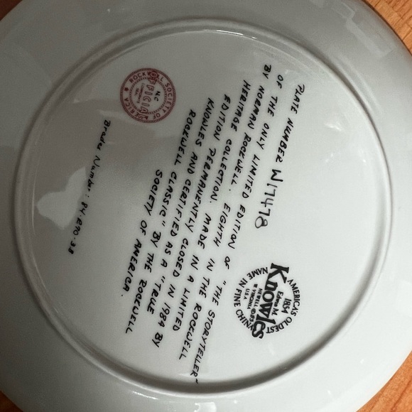 knowles collector plates norman rockwell “The Storyteller” - Picture 2 of 2